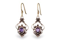 WINDALF Mittelalter Damen Ohrringe SALIA 3.5 cm Bohemia Amethyst Ohrschmuck Bronze - Windalf.de