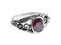 WINDALF Damen Ring AURORA 9 mm Roter Zirkonia Spiralen & Zarte Blätter Silber - Windalf.de