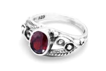 WINDALF Damen Ring AURORA 9 mm Roter Zirkonia Spiralen & Zarte Bl&auml;tter Silber - Windalf.de