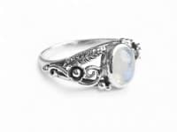 WINDALF Damen Ring AURORA 9 mm Mondstein Spiralen & Zarte Blätter Silber - Windalf.de