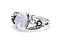WINDALF Damen Ring AURORA 9 mm Mondstein Spiralen & Zarte Bl&auml;tter Silber - Windalf.de