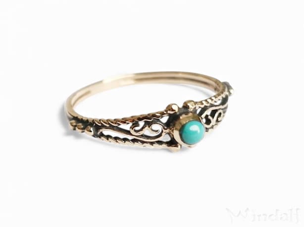 WINDALF Zarter Damen Ring NAIRNE 5 mm T&uuml;rkis Mittelalter Schmuck Bronze - Windalf.de