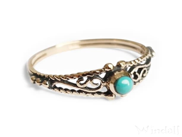 WINDALF Zarter Damen Ring NAIRNE 5 mm T&uuml;rkis Mittelalter Schmuck Bronze - Windalf.de