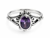 WINDALF Damen Ring FIONA 11 mm Amethyst Herz-Spiralen und Silberkugeln Silber - Windalf.de