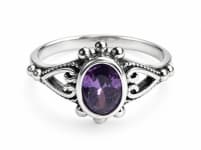 WINDALF Damen Ring FIONA 11 mm Amethyst Herz-Spiralen und Silberkugeln Silber - Windalf.de