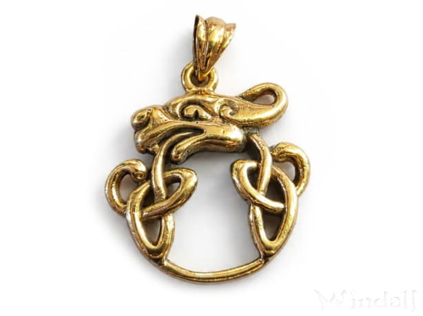 WINDALF Keltischer Schmuck-Anh&auml;nger JAKO 2.7 cm Drachenamulett Bronze - Windalf.de