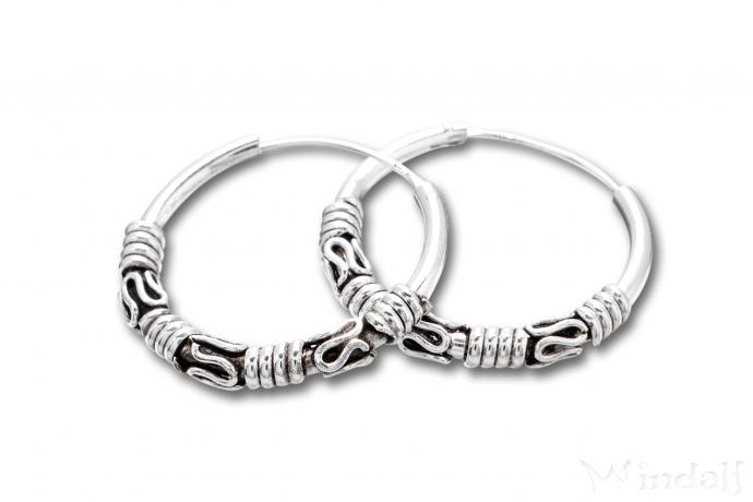 WINDALF Vintage Silber-Creolen OXANA 20 mm Wikinger Ohrschmuck Ornamente Handarbeit Silber - Windalf.de