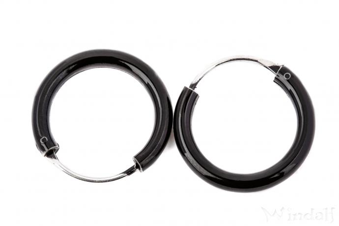 WINDALF Schwarze Silber Creolen DAMIAN 14 mm Gothic Schmuck - Windalf.de