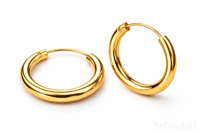 WINDALF Vergoldete Schmuck Creolen NINA 14 mm Klassisch Hochglanz Silber - Windalf.de