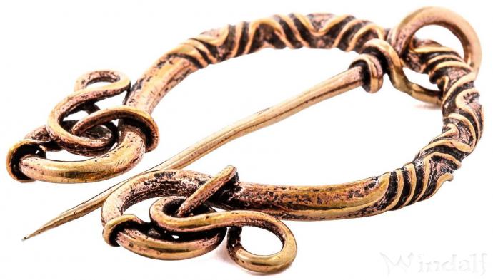 WINDALF Wikinger Fibel RAGNA 4.3 cm Nordmänner Mittelalter Schmuck Tuchnadel Bronze - Windalf.de