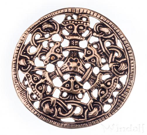 Bronze Gewandspange Mittelalter Drachen Fibel Viking Brosche Wikinger Fibel kl 