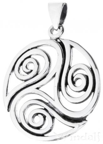 Kelten Anhänger Amulett "Triskele" Mittelalter Kette mit Lederband Spirale 