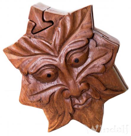 WINDALF Irische Schmuckdose GREEN MAN 11 cm Puzzle-Dose Waldgott Geschenkdose Handarbeit aus Holz WINDALF Irische Schmuckdose GREEN MAN 11 cm Puzzle-Dose Waldgott Geschenkdose Handarbeit aus Holz - Windalf.de