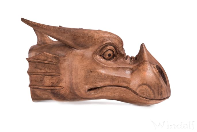 WINDALF Großer Drachenkopf LYNDI 29 cm Holz-Drache Dekoration Wandtrophäe Handarbeit - Windalf.de