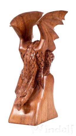 WINDALF Vintage Deko Holzfigur SEPTY 23 cm Kleiner Drache auf Fels Handarbeit aus Holz - Windalf.de