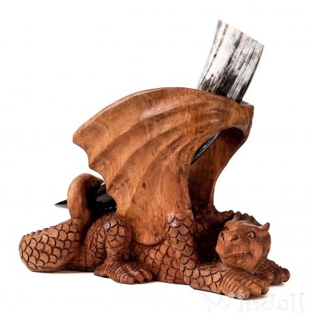 Trinkhornständer aus Holz Drache Molnar Hornhalter 